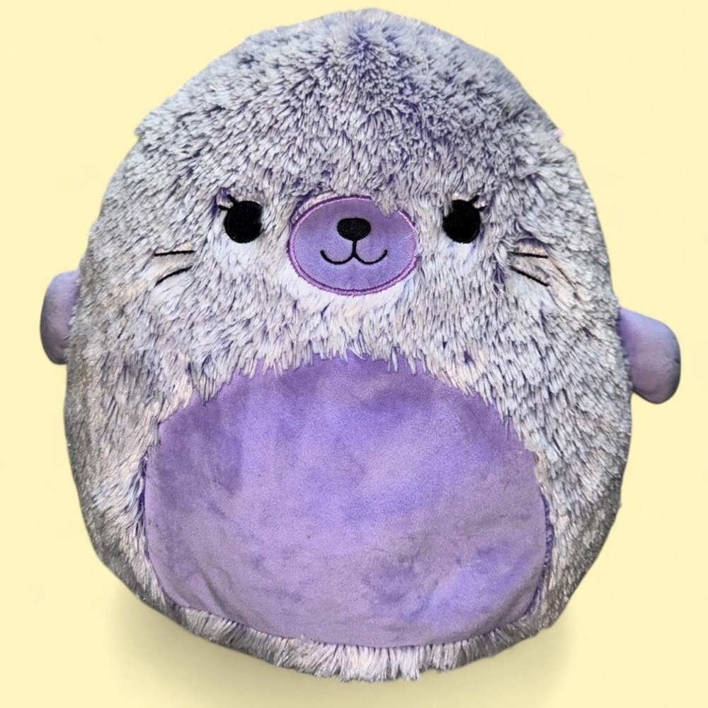 Plush Purple and Gray Seal Squishmallow